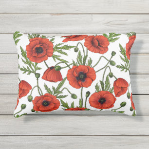 Coussin D'extérieur Pépites, rouge et vert sur blanc