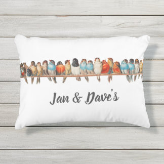 Coussin D'extérieur Perchoir d'oiseaux aspect vintage