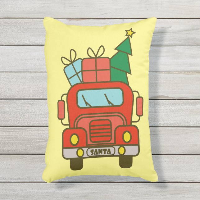 Coussin D'extérieur Père Noël vue de devant Joyeux Noël (Devant (Vertical))