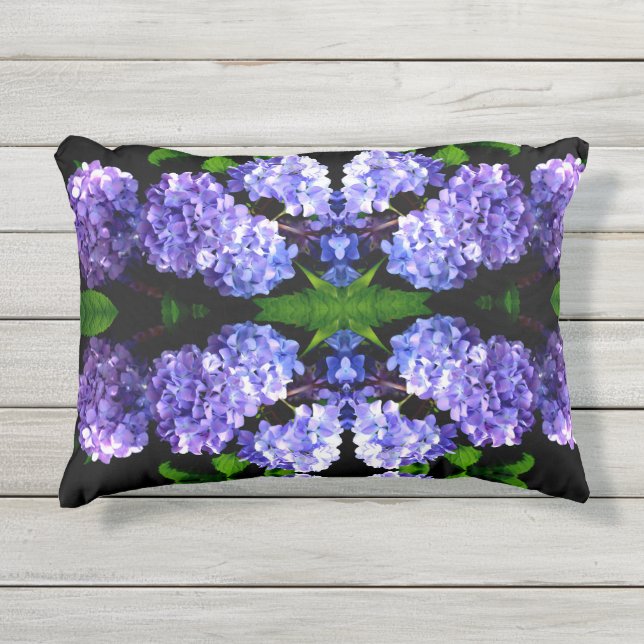 Coussin D'extérieur Périwinkel hydrangeas violet bleu fleur floral (Devant)