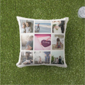 Coussin D'extérieur Photo et monogramme personnalisés (Herbe)