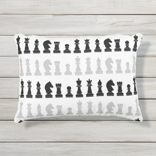 Coussin D'extérieur Pièce d'échecs géométrique moderne noir blanc Moti (Devant)