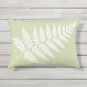 Coussin D'extérieur Pistache Vert Blanc Fougère Élégant Inspiré de la
