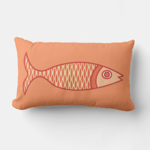 Coussin D'extérieur Poisson moderne rétro, Corail clair Orange & Tange
