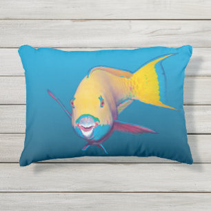 Coussin D'extérieur Poisson-perroquet Gros plan ! Arrière - plan bleu