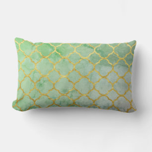 Coussin D'extérieur Quatrefoil Turquoise or Rustique Seafoam Vert Vint