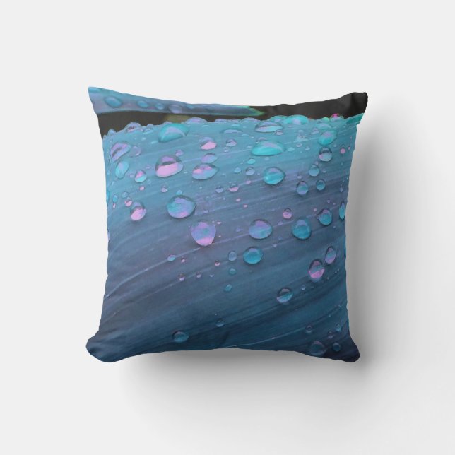 Coussin D'extérieur Raindrops Closeup, Spacey Blues (Recto)