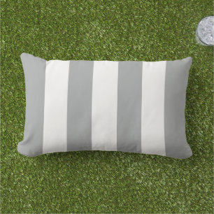 Coussin D'extérieur Rayure Classique Cabana Grise Blanche Large