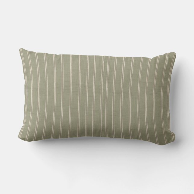 Coussin D'extérieur Rayure de Ferme Vert Sauge (Verso)