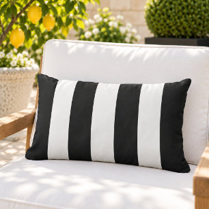 Coussin D'extérieur Rayure large cabane noir blanc gras