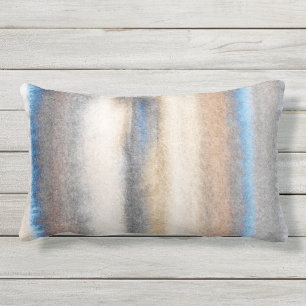 Coussin D'extérieur Rayures bleues d'abrégé sur beige