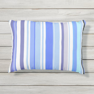 Coussin D'extérieur Rayures bleues et blanches modernes et tendance au
