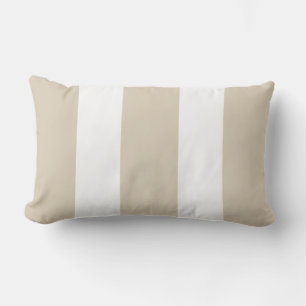 Coussin D'extérieur Rayures de cabana beige sable et blanc pour l'exté