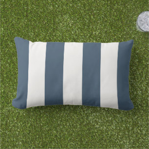 Coussin D'extérieur Rayures de cabane bleu et blanc