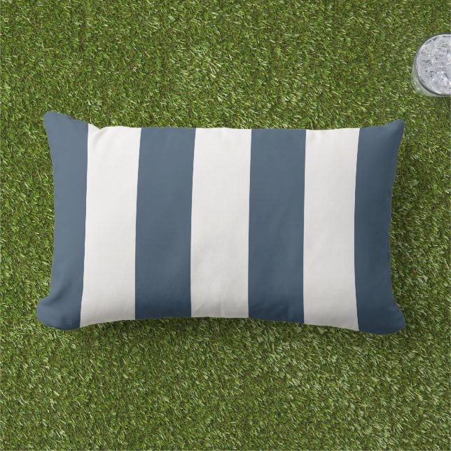 Coussin D'extérieur Rayures de cabane bleu et blanc (Herbe)