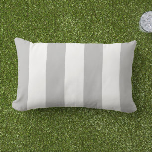 Coussin D'extérieur Rayures de cabane gris clair et blanc