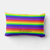 Coussin D'extérieur Rayures de couleur arc-en-ciel Abstrait Monogramme (Verso)
