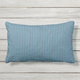 Coussin D'extérieur Rayures de prélèvement turquoise à l'extérieur