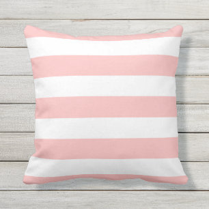 Coussin D'extérieur Rayures modernes rose clair et blanc