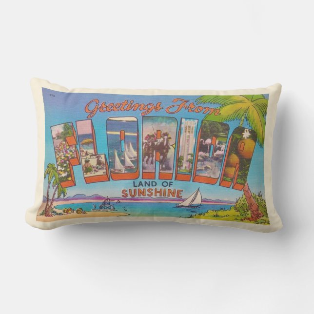 Coussin D'extérieur Retro Floride Salutation Pillow (Recto)