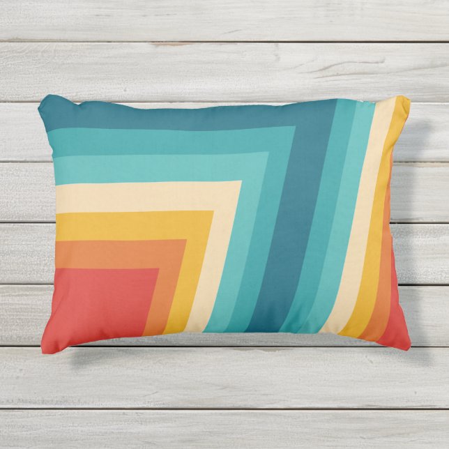 Coussin D'extérieur Rétro rayure colorée - les années 70, conception (Devant)