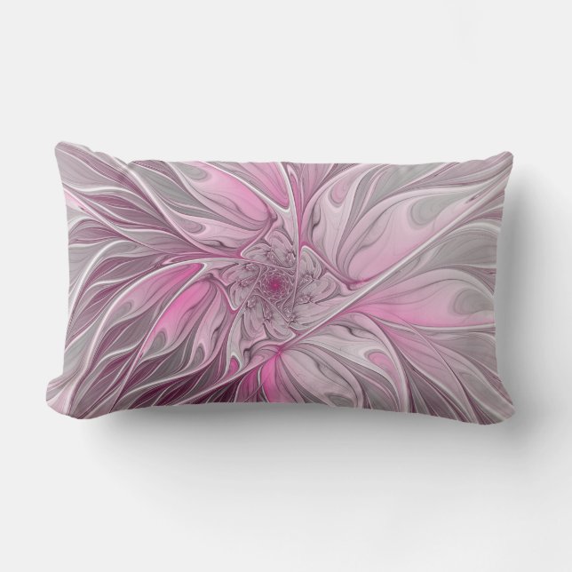 Coussin D'extérieur Rêve de fleur rose fractal, Motif d'Imaginaire flo (Recto)