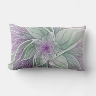 Coussin D'extérieur Rêve de fleurs, art fractal abstrait violet et ver