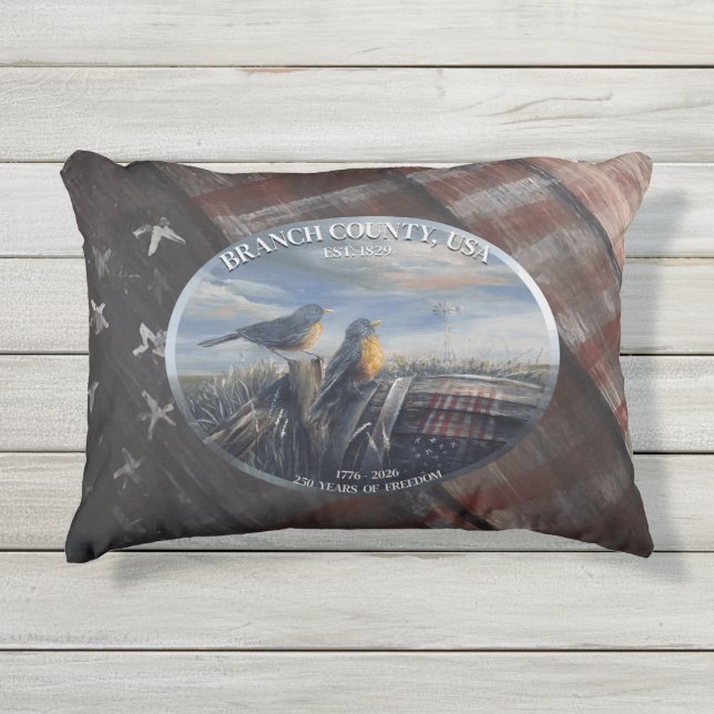 Coussin D'extérieur Robin 250yrs Branch Co MICH (Devant)