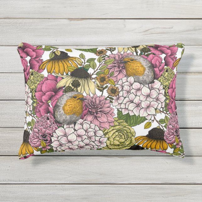 Coussin D'extérieur Robins dans le jardin (Devant)