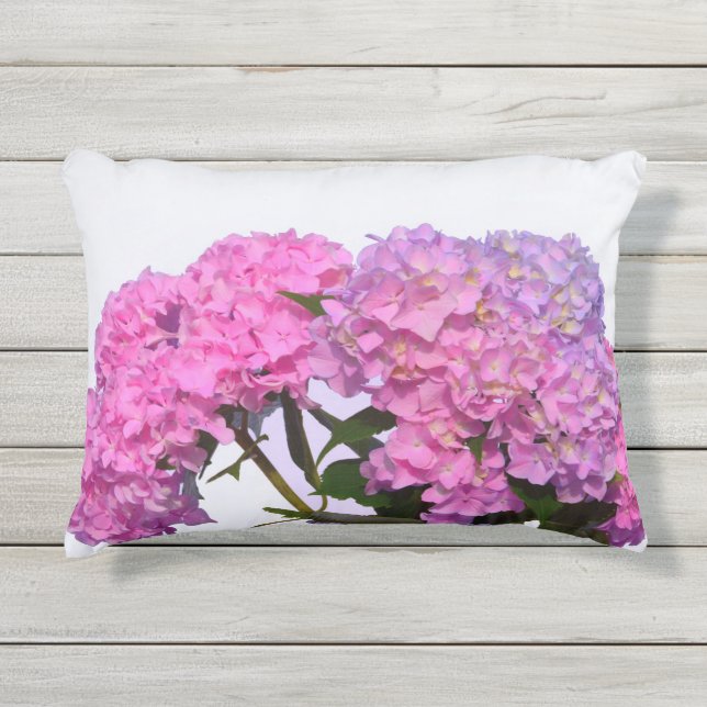 Coussin D'extérieur Rose Blue Hydrangeas élégantes fleurs rose violet (Devant)