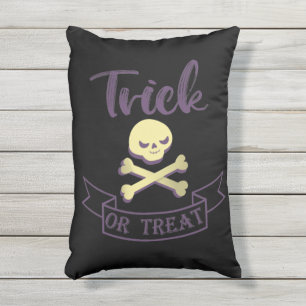 Coussin D'extérieur Ruban de Halloween crâne et os croisés pour le tri