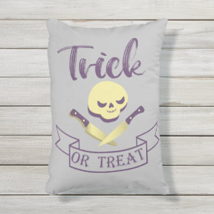 Coussin D'extérieur Ruban de Halloween crâne et os croisés T