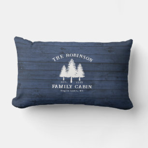 Coussin D'extérieur Rustic Country Family Cabine Arbres Blue Wood Impr