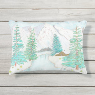 Coussin D'extérieur Scène D'Hiver Avec Montagnes