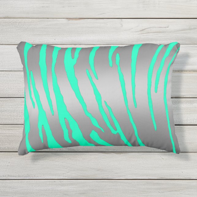 Coussin D'extérieur Silver Tiger Stripes Aqua (Devant)