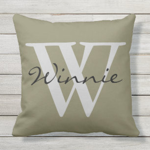 Coussin D'extérieur Simplement monogrammes et noms + votre backgr. et