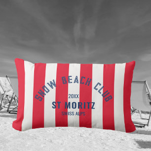 Coussin D'extérieur Snow Beach Club Red Cabana Stripe hiver