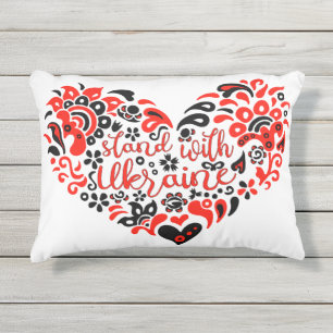 Coussin D'extérieur Soyez avec l'Ukraine lettrage et coeur