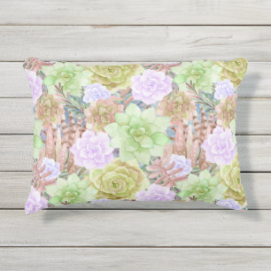 Coussin D'extérieur Succulents   Couleurs aqua et pêche   Belle
