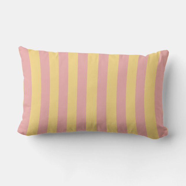 Coussin D'extérieur Sunny Yellow & Pink Striped  (Verso)
