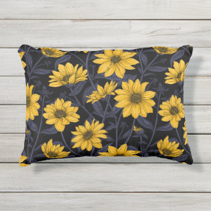 Coussin D'extérieur Sunroot, tournesol sauvage en jaune et bleu