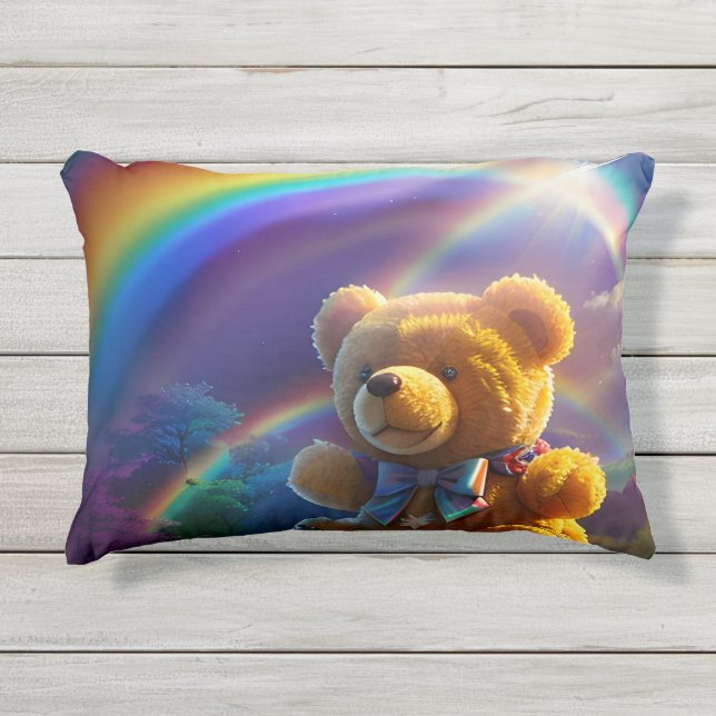 Coussin D'extérieur Sunshine Rainbow Teddy Bear Wonderland (Devant)