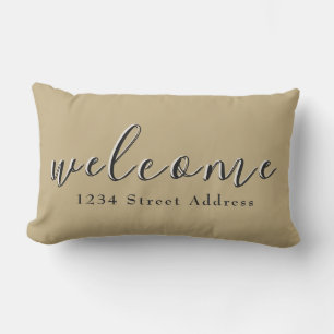 Coussin D'extérieur Tan & Black Welcome & Custom Address Script