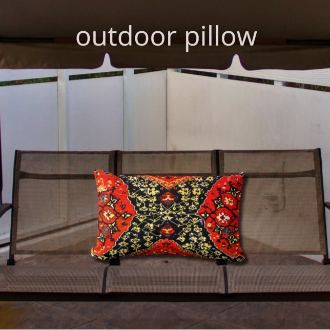 Coussin D'extérieur Tapis oriental en bleu&orange (Créateur téléchargé)