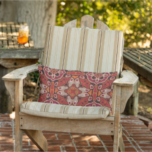 Coussin D'extérieur Terre cuite marron Taupe Rouge Orange Art tribal