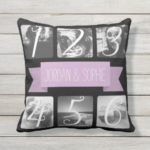 Coussin D'extérieur Texte de bannière violette photo personnalisée