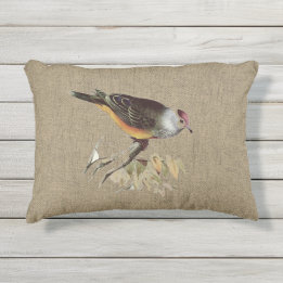 Coussin D'extérieur Tissu de jute avec oiseau patio