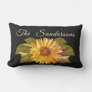 Coussin D'extérieur Tournesol jaune or noir rustique