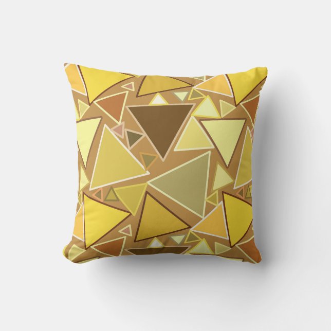 Coussin D'extérieur Triangles modernes du milieu du siècle, Jaune de m (Recto)