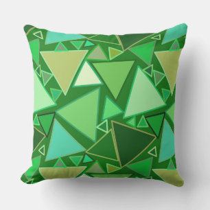 Coussin D'extérieur Triangles Modernes Du Milieu Du Siècle, Vert Émera